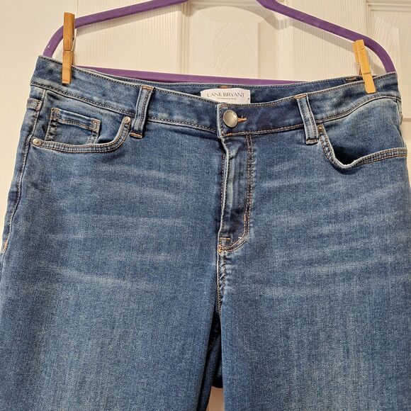 Lane Bryant Blue Mid-Rise Super Stretch Skinny Pedal Jeans - Size 16 - Picture 2 of 12